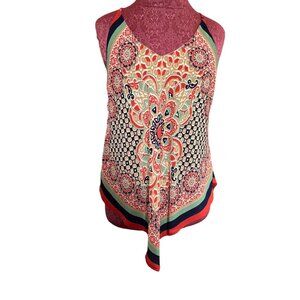 HeartSoul Womens XL Floral Geometric Print Sleeveless Handkerchief Hem Tank Top